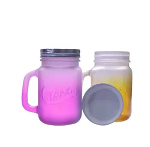 Most Welcomed Logo Customized Drinking Mason Jar With Handle