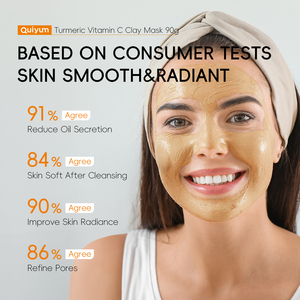 Masque facial de voyage QUIYUM au curcuma et à la vitamine C, masque d'argile pour le visage, resserre les pores, éclaircit la peau terne, élimine les points noirs, l'acné et les taches brunes - Product Image 6