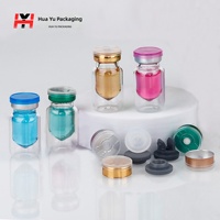Flacons cylindriques en verre double paroi de 3 ml avec bouchons à sertir pour le transfert de poudre lyophilisée, sérum et autres applications médicales et esthétiques