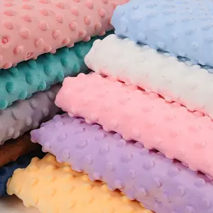 1.65*280g/m Baby Swaddle Blanket Toys Fabric Super Soft Poly Embossed 100% Polyester Cuddle Bubble Minky Dot Plush Fabric
