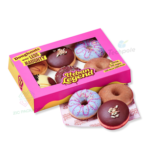 Tùy chỉnh nhà sản xuất nhà cung cấp có thể gập lại Mini Donut Hộp bao bì cho mochi bánh rán lấy đi đóng gói giấy Bao bì hộp - Product Image 1