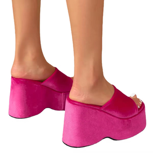 Mode à talons épais femmes <span class=keywords><strong>en</strong></span> forme de coin pantoufles à bout ouvert semelle <span class=keywords><strong>éponge</strong></span> pantoufles pour femmes - Product Image 5