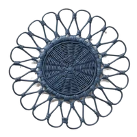 Nouveau Plateau de Présentation / Set de Table Rond Bohème en Jacinthe d'Eau Tressée Légère, Diamètre 300mm, Épaisseur 5mm, Idéal pour Mariages 2025