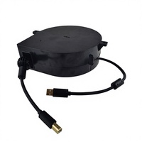 Carrete Retráctil para Cable USB/Ethernet DYH-1703 con Bloqueo Automático, Plástico PP Ignífugo, 7m de Longitud, para Telecomunicaciones