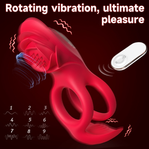S-HANDE 4 In1 Silicone <strong>Remote</strong> <strong>Control</strong> Delay Clitoial Penis Ring Scrotum Stimulator Cock Ring Rose <strong>Vibrator</strong> for Couple - Product Image 3