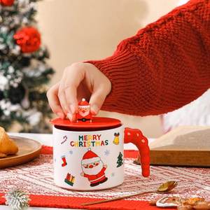 Tazas de Cerámica Navideñas con Diseño de Papá Noel, Capacidad de 430 ml, Colores Rojo y Verde, Aptas para Lavavajillas y Microondas - Product Image 2