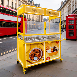 Chariot mobile pliable en acier inoxydable de couleur personnalisée |   Chariot d'exposition pliable pour la restauration rapide, le café et les en-cas de rue - Product Image 1
