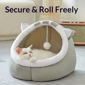 Nouveau Nid pour Chat Populaire sur <span class=keywords><strong>Internet</strong></span>, Toutes Saisons, Semi-Fermé, Détachable, Lavable, Maison Chaude d'Hiver pour Chat - Product Image 4