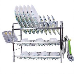 Égouttoir à vaisselle en métal à 3 niveaux avec porte-tasses et crochets pour ustensiles - Product Image 6