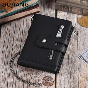 Dujiang Men's <b>Wallet</b> With Chain Multifunctional Genuine Leather Vertical Design Anti-fraud <b>Card</b> <b>Holder</b> Everyday Use - Product Image 1