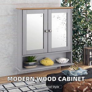 Modern Wooden Wall Mounted <b>Slim</b> Storage Bathroom <b>Cabinets</b> with Mirror for -Apartment and Hotel Use - Product Image 2