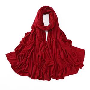 Hijab en jersey de coton mercerisé de grande taille, couleur unie, doux, respirant, quatre saisons, Moyen-Orient, islamique, musulman, femme, ethnique - Product Image 3