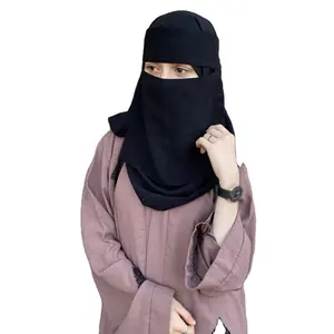 Fashion Islamic Niqab Face Cover Veil Burka Muslim Women Long Chiffon Hijab Arab Burqa