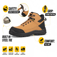Chaussures de sécurité imperméables AOXIANG pour l'hiver, avec embout en acier, dessus en cuir nubuck, doublure en mesh, design confortable pour la marche pieds nus, pour travaux de construction