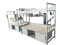 Cama alta moderna de metal tamaño completo con escalera y diseño de mesa debajo para uso en apartamentos, hoteles y dormitorios