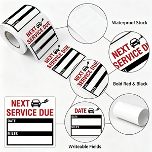 Etiquetas de Próximo Servicio Rectangulares Autoadhesivas de Papel para Escribir, con Fecha y Kilometraje, en Rollo de 3 Pulgadas - Product Image 4