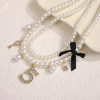 Élégant collier de perles multicouches tour de cou de mariage femmes Designer numéro 5 bijoux fins accessoires cadeaux de fête catalogue de luxe