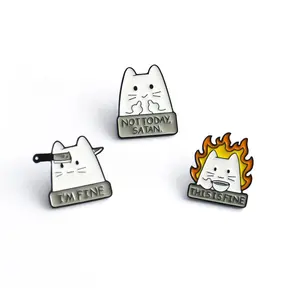 Mini white small cat badge animal fashion new delicate pin custom metal enamel lapel pin