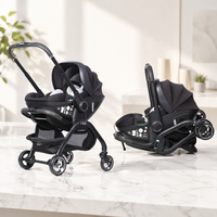 Poussettes pliantes pour bébés S366 personnalisées OEM avec poignée réglable, luxe, avec cadre détachable, sièges auto et roues universelles