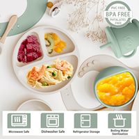 Ensemble de 8 ustensiles de repas en silicone pour bébé, assiette, bol, tasse, bavoir, cuillère et fourchette, ensemble d'alimentation en silicone pour bébés et enfants