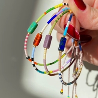 Pulsera de Piedras Naturales de Estilo Bohemio con Certificación CE, Pulsera Trenzada Hecha a Mano con Cuentas de Colores para la Amistad