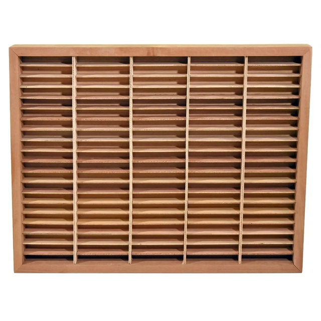 custom Solid Wood Tape Organizer for Cassettes 100 Slot Cherry Wood Framed Cassette Storage Rack
