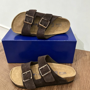 Sandales et pantoufles Boken Arizonas en cuir véritable avec semelle extérieure en <span class=keywords><strong>EVA</strong></span>, à double boucle, à bout ouvert, pour hommes et femmes, confortables pour l'extérieur, avec soutien de la voûte plantaire - Product Image 4