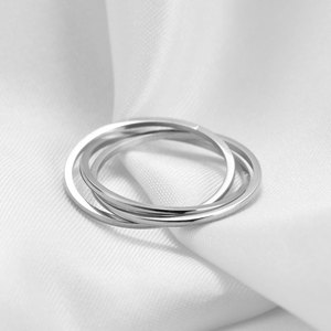 Stainless Steel Three <b>Ring</b> Band 1Mm Unisex Jewelry Geometric Shape Round Design For <b>Couple</b> Or Individual Wear - Product Image 4