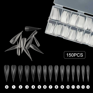 150 <span class=keywords><strong>faux</strong></span> ongles stiletto transparents extra longs, couverture complète en PMMA, tailles 0-14. Fournitures pour extensions d'ongles en salon - Product Image 1