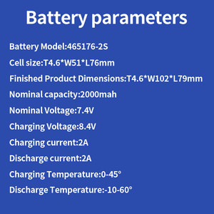 Custom 7.4V 2000mAh 465176 Li Polymer Battery Pack for <b>GPS</b> Tracker Medical <b>Device</b> IoT Security System - Product Image 3