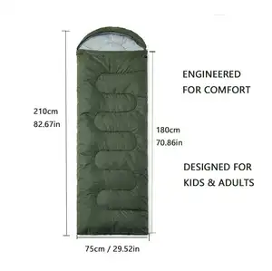 Kantong tidur berkemah musim dingin luar ruangan, kantong tidur tahan air dewasa hangat dengan perlindungan DWR untuk perjalanan berkemah