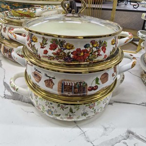 Casserole <span class=keywords><strong>en</strong></span> émail de qualité supérieure pour la cuisine, de 30 cm de diamètre, plus épaisse, avec couvercle <span class=keywords><strong>en</strong></span> <span class=keywords><strong>verre</strong></span> et fond <span class=keywords><strong>en</strong></span> fonte - Product Image 6