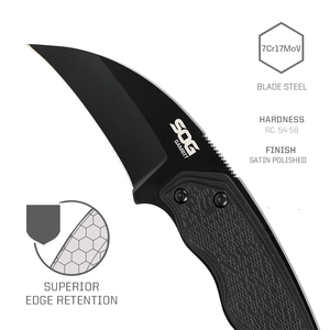 Couteau de survie SOG GB1002-CP Gambit Blackout Full Tang, lame fixe de 2,6 pouces, étui en nylon rigide, clip de ceinture réglable, noir - Product Image 2