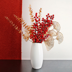 Baies rouges artificielles, fruits de la fortune, 10 cm-30 cm, en plastique, faites à la main, décorations de Noël, de mariage et de maison - Product Image 4