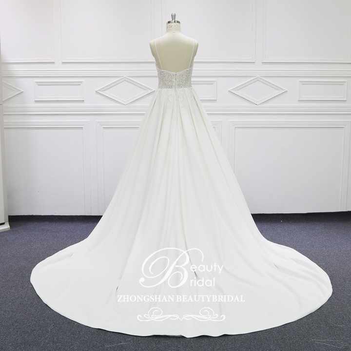 Embellished Waist Satin A Line Wedding Dress