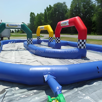 Piste de course excitante extérieure Grand 9x5m piste de course gonflable Go Karts