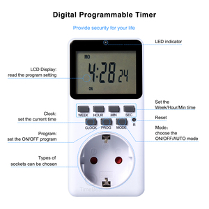 ขายดี จอ LCD 230V 16A ตัวตั้งเวลาเปิด/ปิด พร้อมแบตเตอรี่แบบชาร์จได้ มีปลั๊กและเต้ารับ สำหรับใช้ในบ้าน - Product Image 2