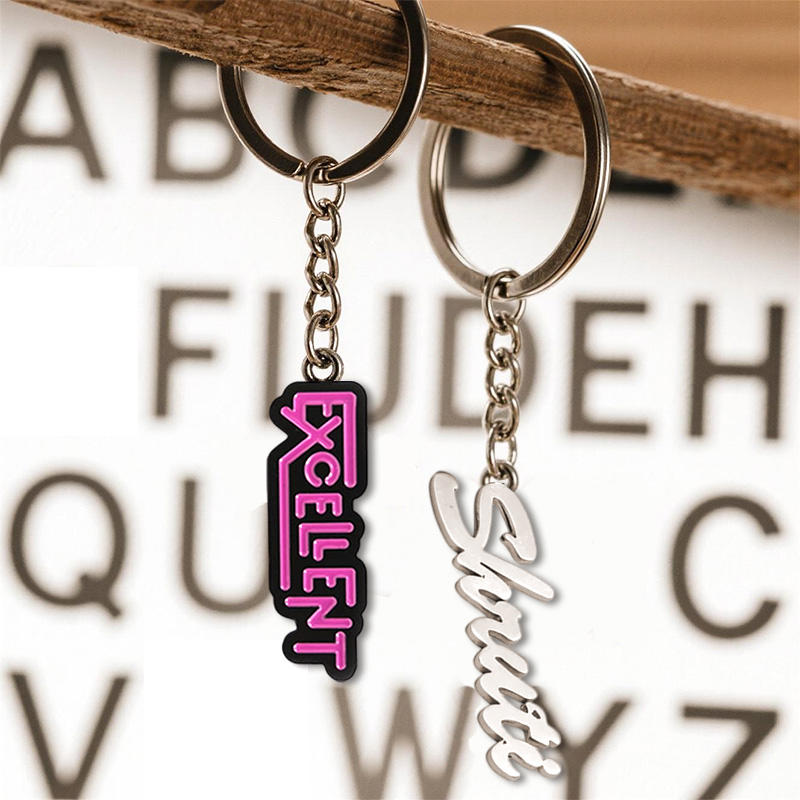 Custom Alphabet Logo Keychains Creative Typography Key Ring Charms Name ...