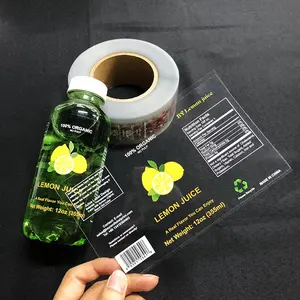 Serigraf baskı yapıştırıcı meyve suyu şişesi içecek özel vinil şeffaf şeffaf etiketler