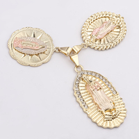 Pendentif Vierge Marie Notre-Dame de Guadalupe Jésus Collier Breloques Religieuses Catholiques Plaqué Or 14 Carats Trois Tons Personnalisé