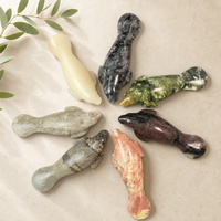 Vente en gros de sculptures de manatés en cristal naturel de 15 cm, diverses pierres précieuses, sculptures d'animaux marins pour la décoration et les cadeaux