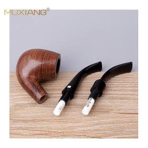 Muxiang Wooden Tobacco Pipe Bent Shape Acrylic Mouthpiece Handmade Smoking Pipe - Product Image 5