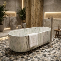 Baignoire en marbre vert naturel de forme ovale vintage, nouveau design, pour hôtel, maison, salle de bain