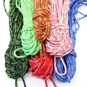 Manufacturer customized colorful 5mm logo jacquard nylon draw cord rope custom hoodie drawstring/shoelaces