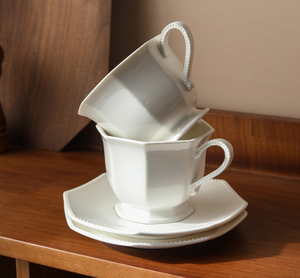 ชุดกาแฟเซรามิกสีขาวบริสุทธิ์สไตล์ยุโรป ดีไซน์ทรงแปดเหลี่ยม พร้อมจานรอง ชุดแก้วมัคระดับไฮเอนด์ และชุดถ้วยน้ำชาสำหรับจิบชายามบ่าย - Product Image 4