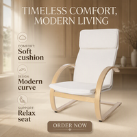 Fauteuil de relaxation moderne en bois courbé 2025 – Meuble de haute qualité pour salon et chambre à coucher, style panneau bois, idéal pour la détente
