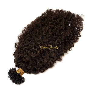 VMAE-Extensiones de cabello con punta rizada camboyana, color marrón oscuro #2, color chocolate, cabello humano con cutícula alineada, Remy <span class=keywords><strong>U</strong></span> I Flat K Tip - Product Image 1