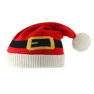 Classic Red Knitted Christmas Santa Hat New Year Xmas Holiday Party Hat For Adults Unisex Hats