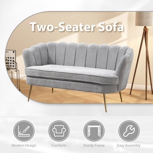 SZ Modern Chenille Loveseat Small <strong>Sofa</strong> <strong>Mini</strong> Room Couch Two-Seater <strong>Sofa</strong> with Gold Metal Legs Small Space Office Studio Apartment - Product Image 2