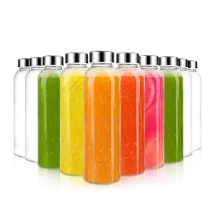 In Stock 350ml 500ml 700ml Transparent High Borosilicate Glass Water Bottle With Bambool Lid